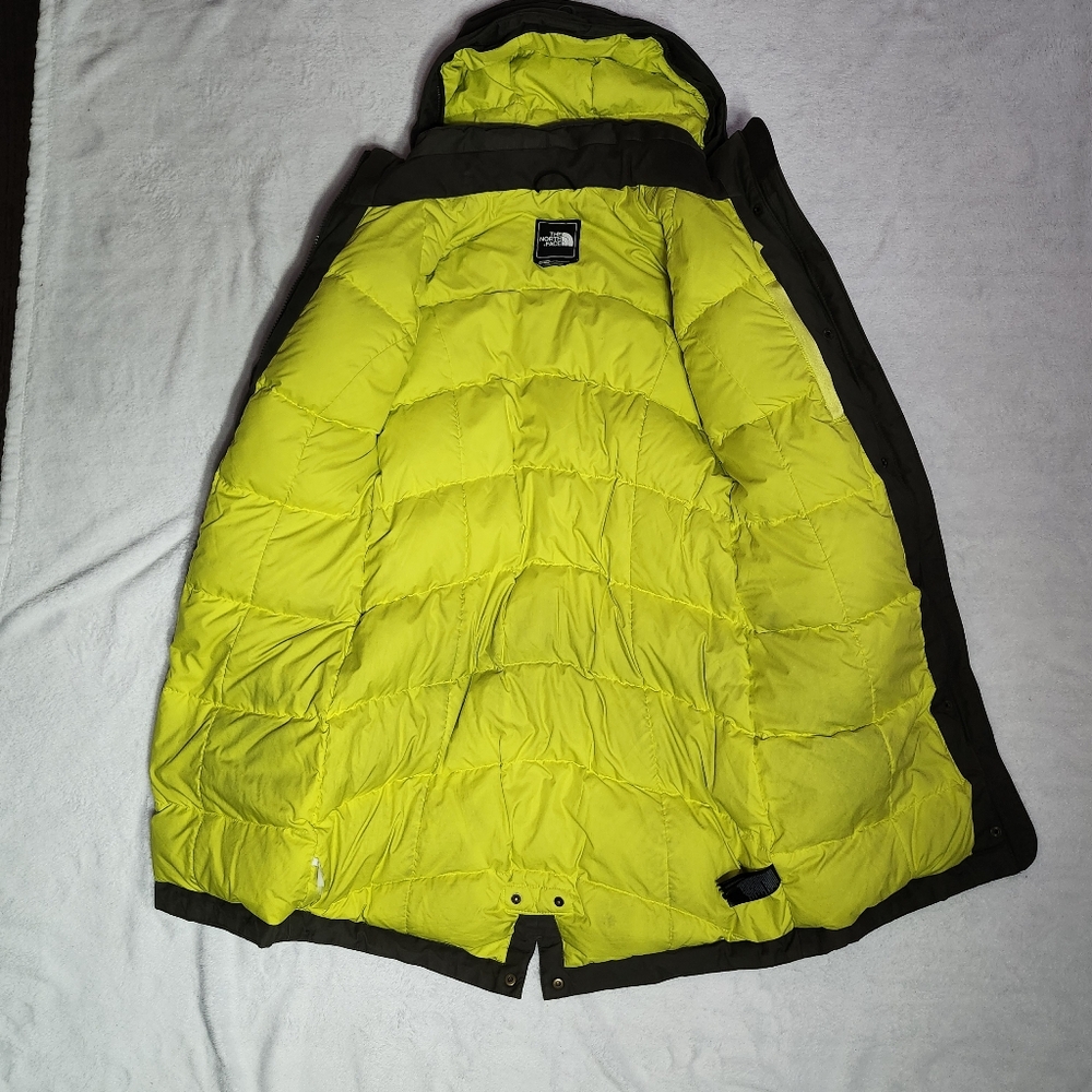 THE NORTH FACE Women's XS Down Fill Parka Waterproof Hooded Army Green - Picture 6 of 16